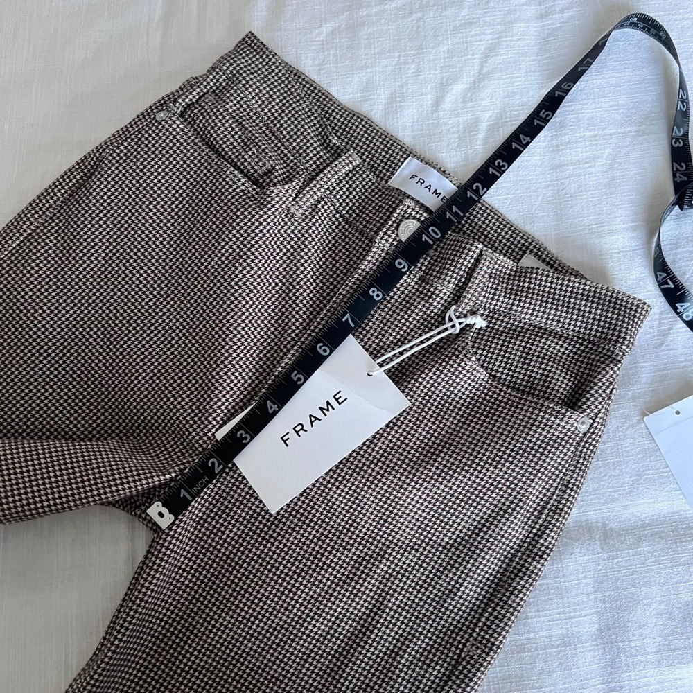 FRAME Le Crop‎ Flare Houndstooth Pants Brown Career Casual Size 28 NWT - DEFECT - Picture 10 of 11